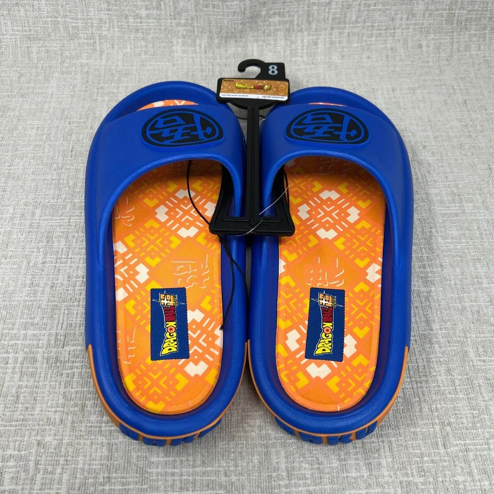NEW Dragon Ball Super Goku Men's Size 8 Blue Orange Slide Sandals Ground Up